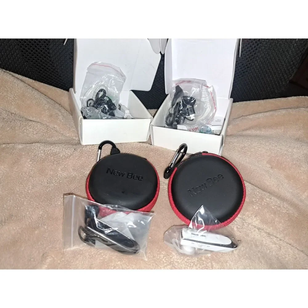 NIB - Get 2 NEW BEE Bluetooth Hands Free Driving/Work Headsets with Microphone